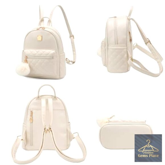 Mini Plaid Vegan Leather Backpack Daypack with Multiple Pockets main image 5